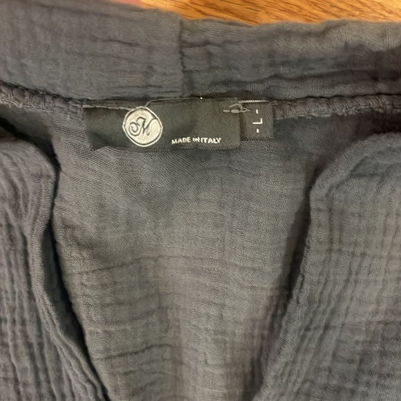 M made in Italy slate blue 100% linen large blouse v neck large - Picture 5 of 7